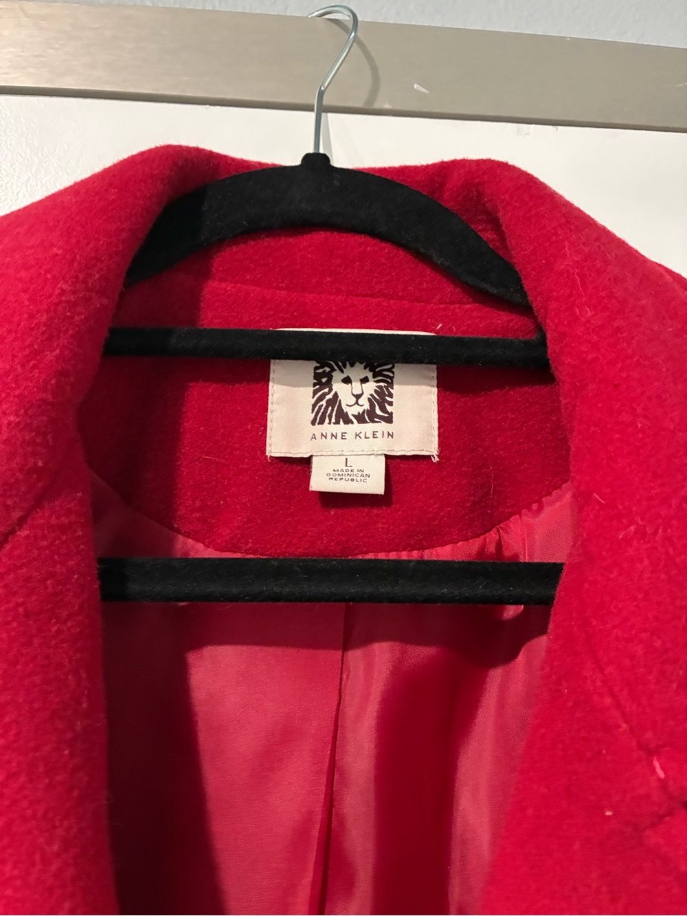 Anne Klein Vibrant Red Wool Pea Coat - Picture 5 of 9